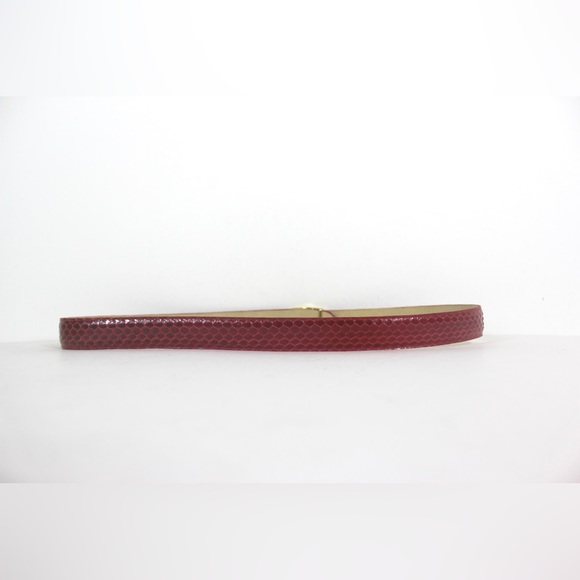 80’s Red Genuine Snake Leather Belt with Gold and Silver Buckle, Small S - Picture 4 of 7